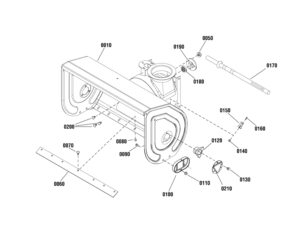 Auger Housing Group Diagram and Parts List for 1696572-00-PA1330ESS 2015 Briggs and Stratton Snow Blower